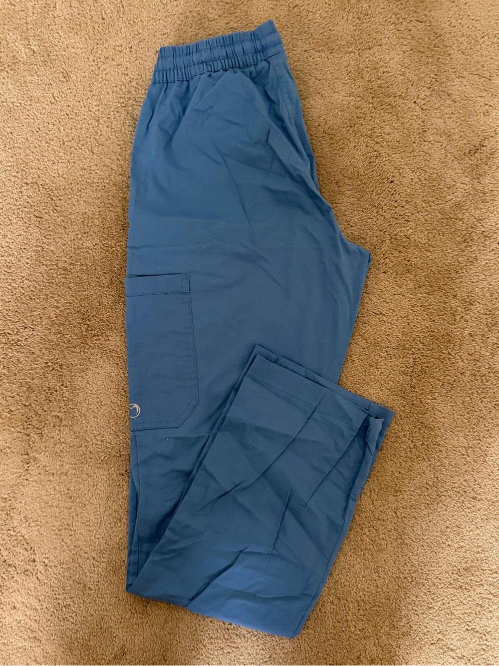 Women's Blue Cargo Scrub Pants with Utility Pocket